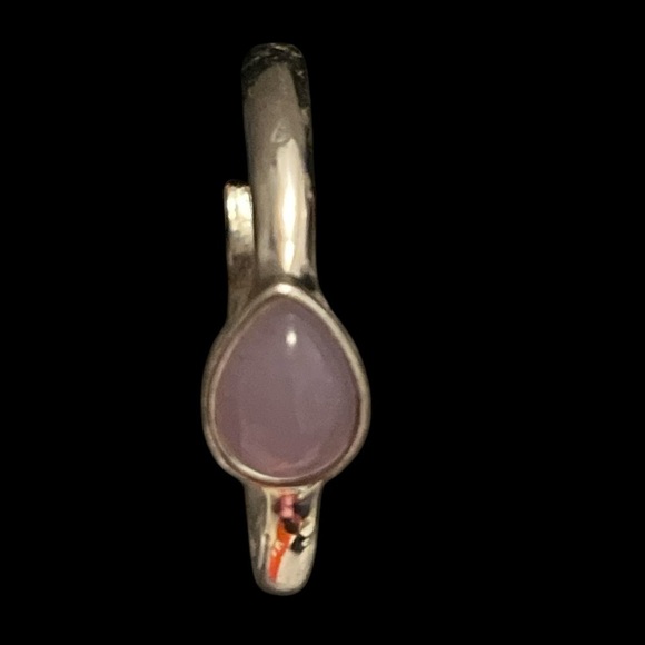 Moonstone Silver Hoop Earrings - Picture 2 of 5